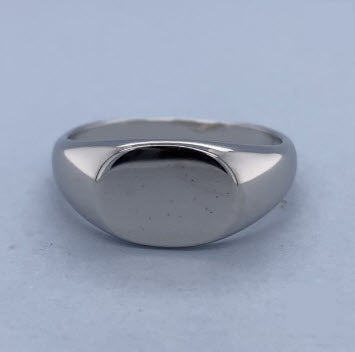 SILVER PLAIN OVAL MENS SIGNET RING