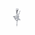 Silver cz pave dancing ballerina pendant