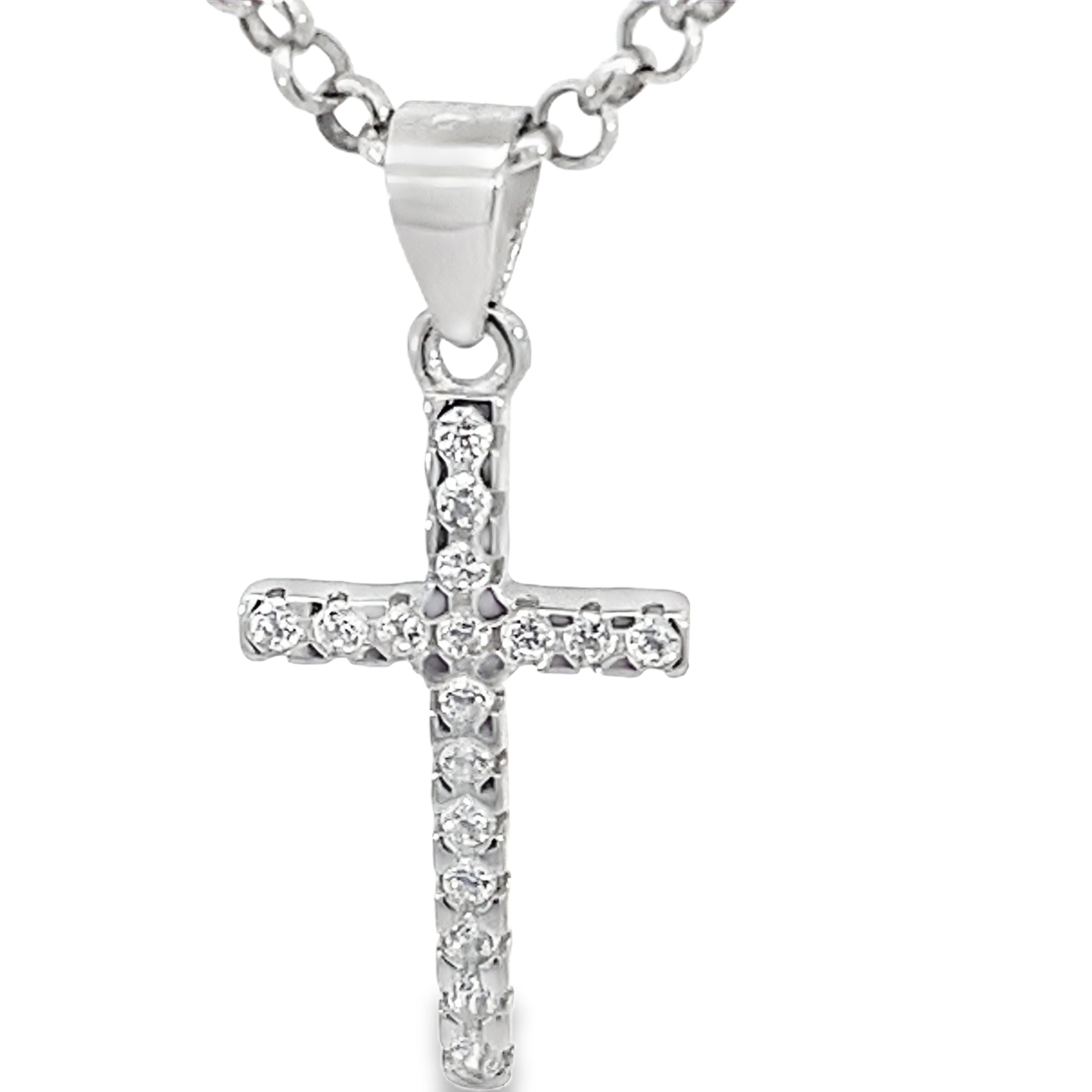 SILVER CZ PAVE CLAW SET CROSS