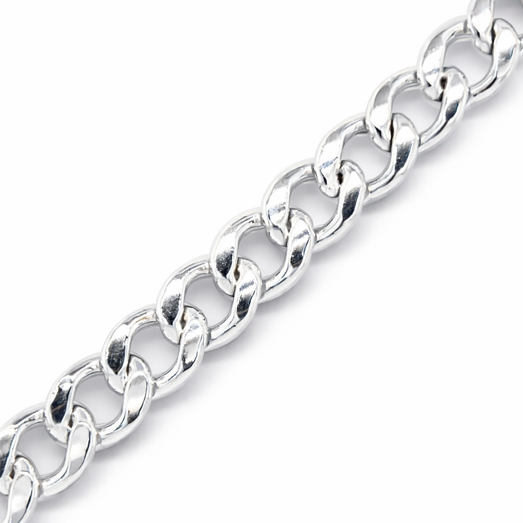SILVER CURB LINK ARM CHAIN