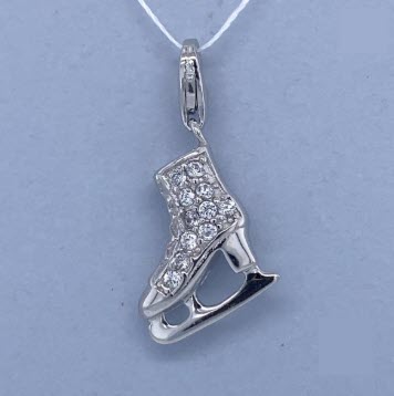 SILVER CZ PAVE ICE-SKATE SHOE CHARM