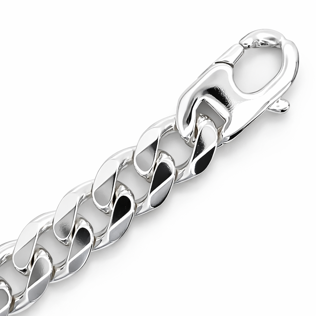 SILVER BEVEL EDGE BULKY CURB BRACELET