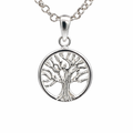 Silver open etch tree of life round pend