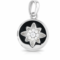 Silver cz pave bethlehem star round disc pendant
