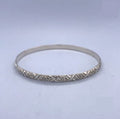 SILVER FLOWERS ETCHED D-SHAPE BANGLE