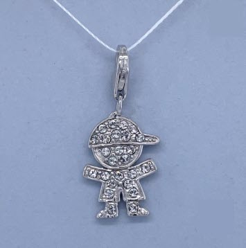 SILVER CZ PAVE LITTLE BOY CHARM