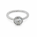 Silver cz rope etch ring