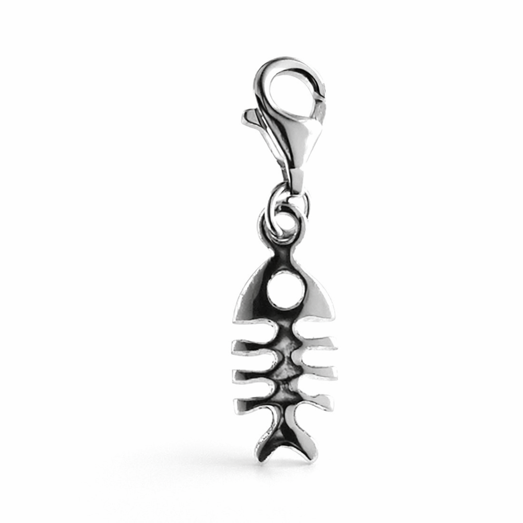Silver fish bone charm