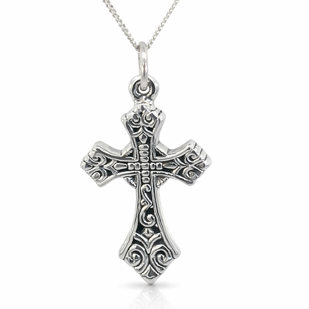 SILVER OXIDIZED FILIGREE ELECTROFORM CROSS