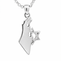 Silver israel map star of david pendant