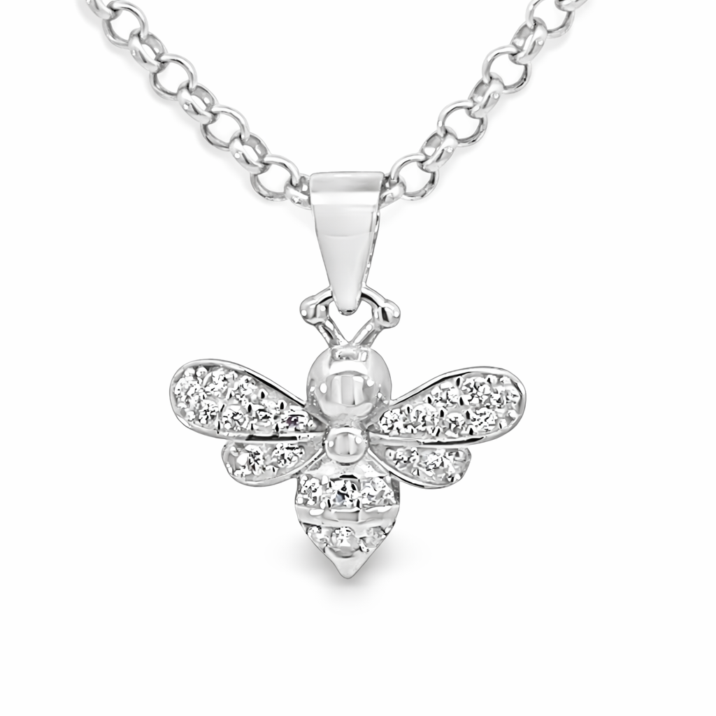 SILVER CZ PAVE BEE PENDANT