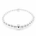Silver hollow ball on elastic bracelet