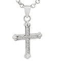 SILVER CZ PAVE PLAIN SCALLOPS ENDS CROSS