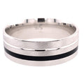 SILVER RH PLATED ENAMEL MENS WED BAND