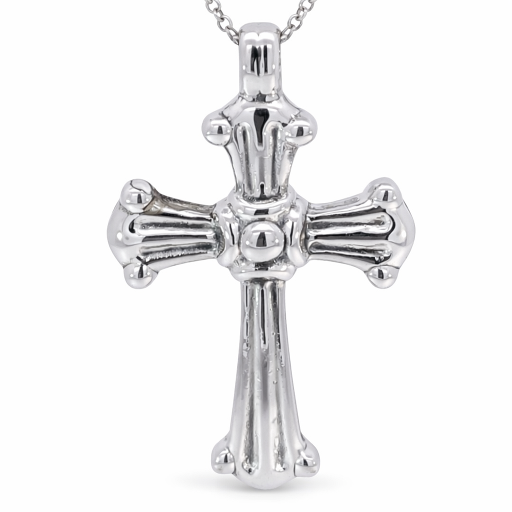 SILVER OXIDIZED ELECTROFORM ETCHED BULKY CROSS