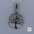 SILVER RHODIUM PLATED FILLIGREE TREE OF LIFE ROUND PENDANT