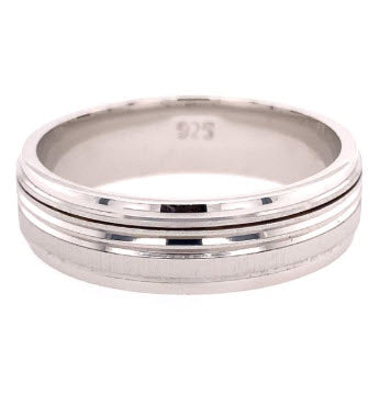 SILVER RHODIUM PLATED FANCY MENS BAND
