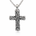 Silver oxized electrform twirly tube cross