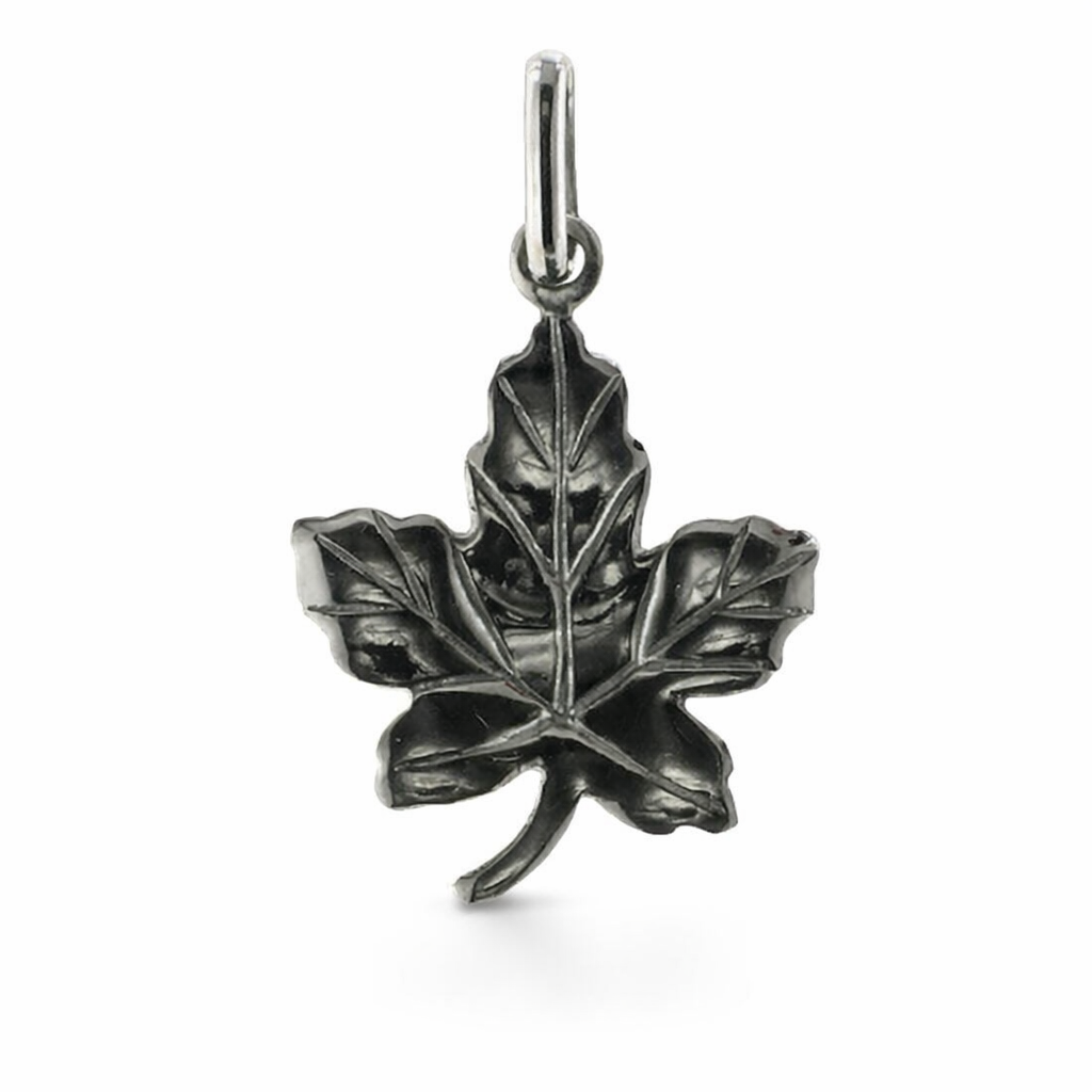 Silver etched maple leaf charm