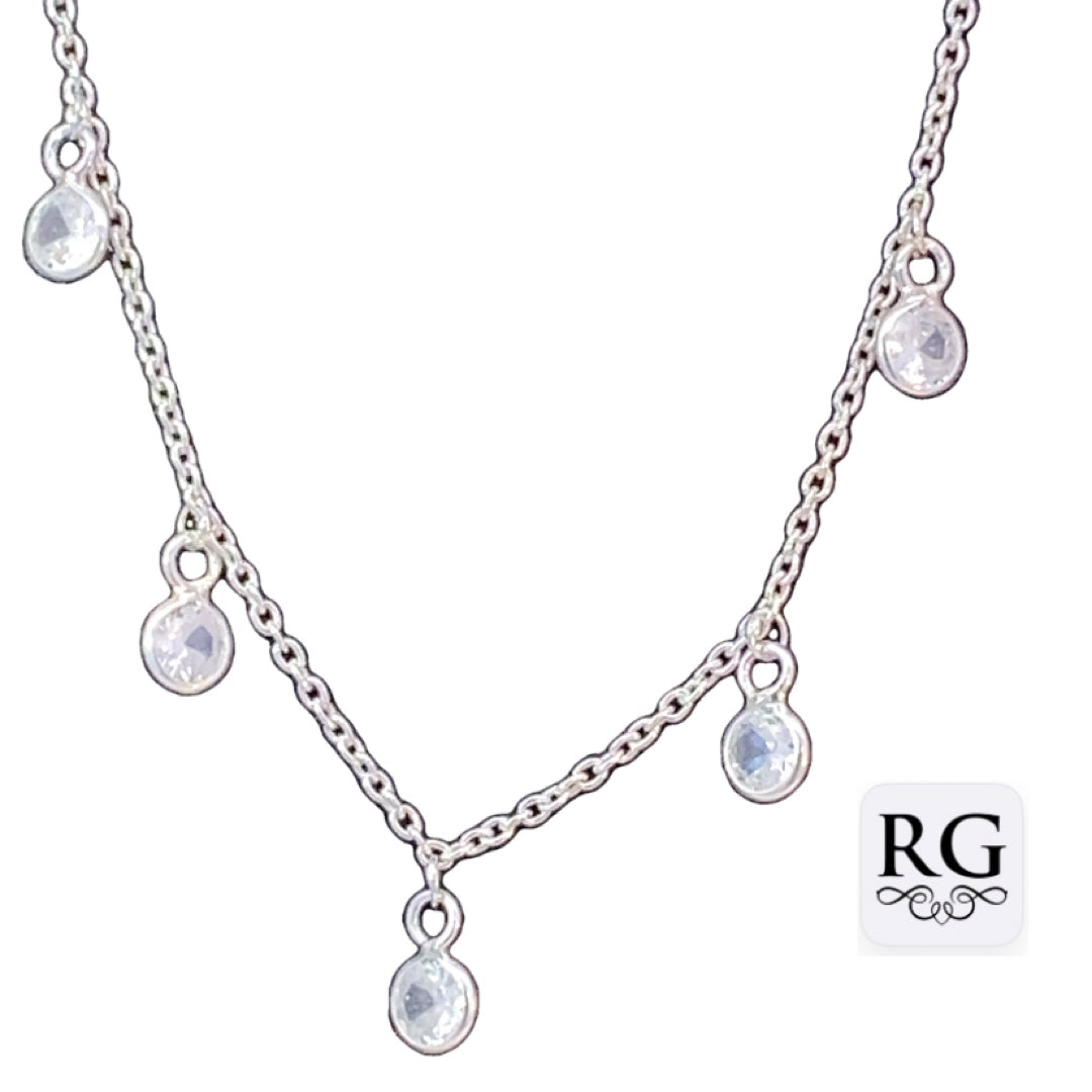 SILVER 6X TUBE SET CZ’S ON ANCHOR BRACELET – 4+1.3MM