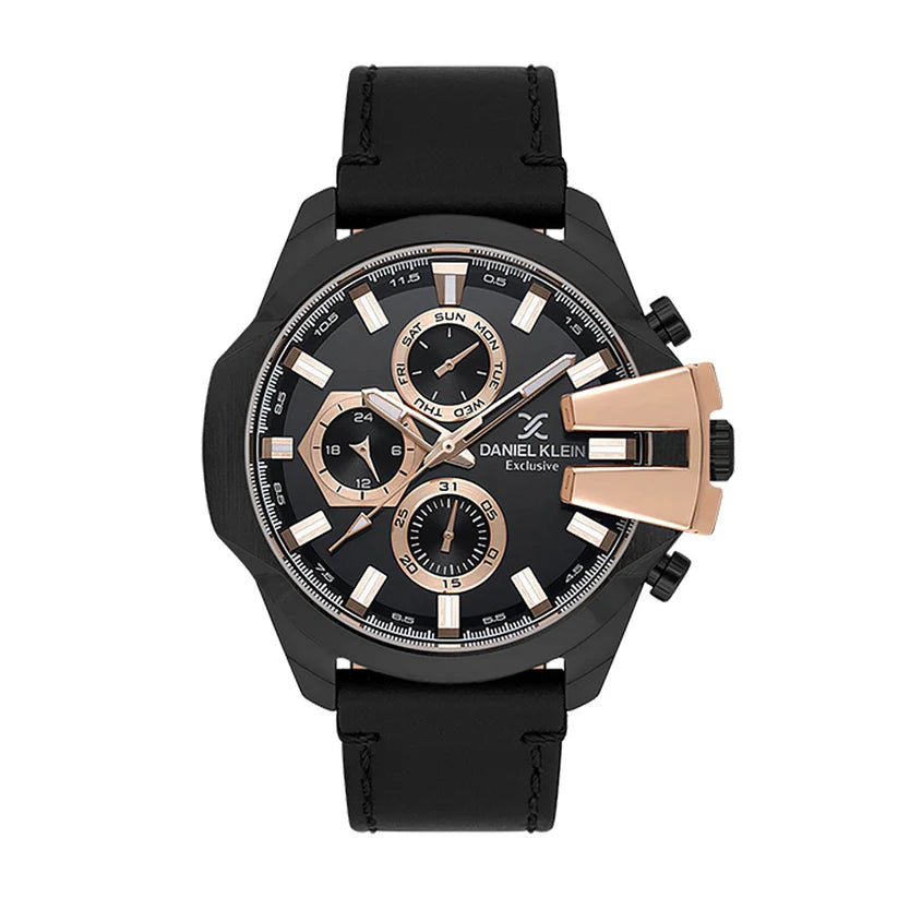 Daniel Klein Men's Black Dial Multifunction Watch