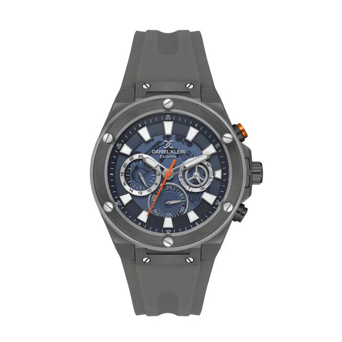 Men's DANIEL KLEIN Gunmetal Silicone Multifunction Watch