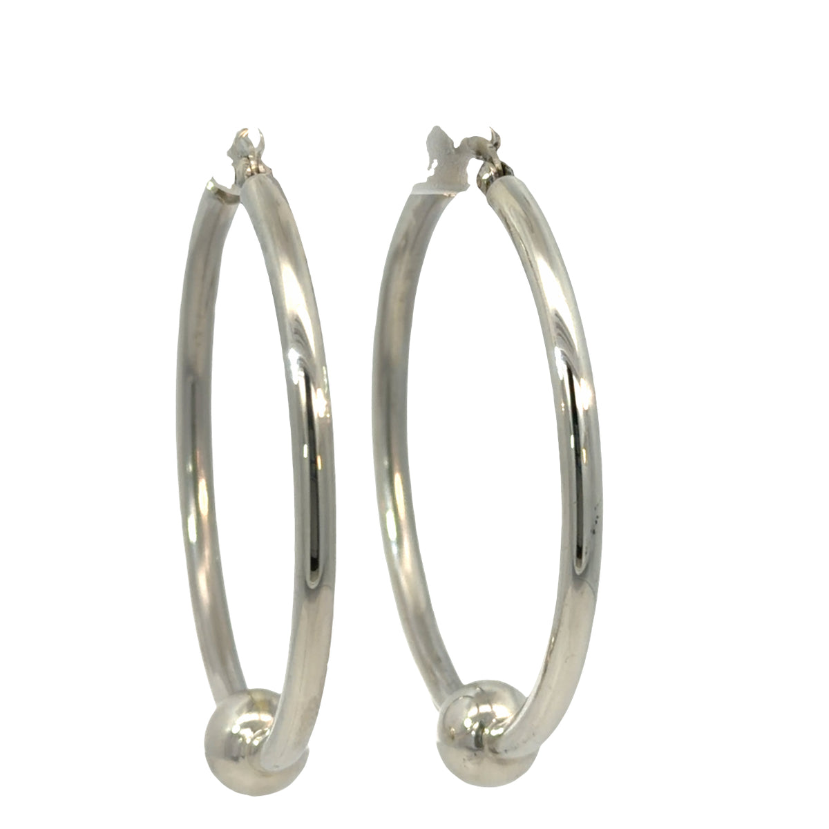 Silver ball on round tube hinge hoops
