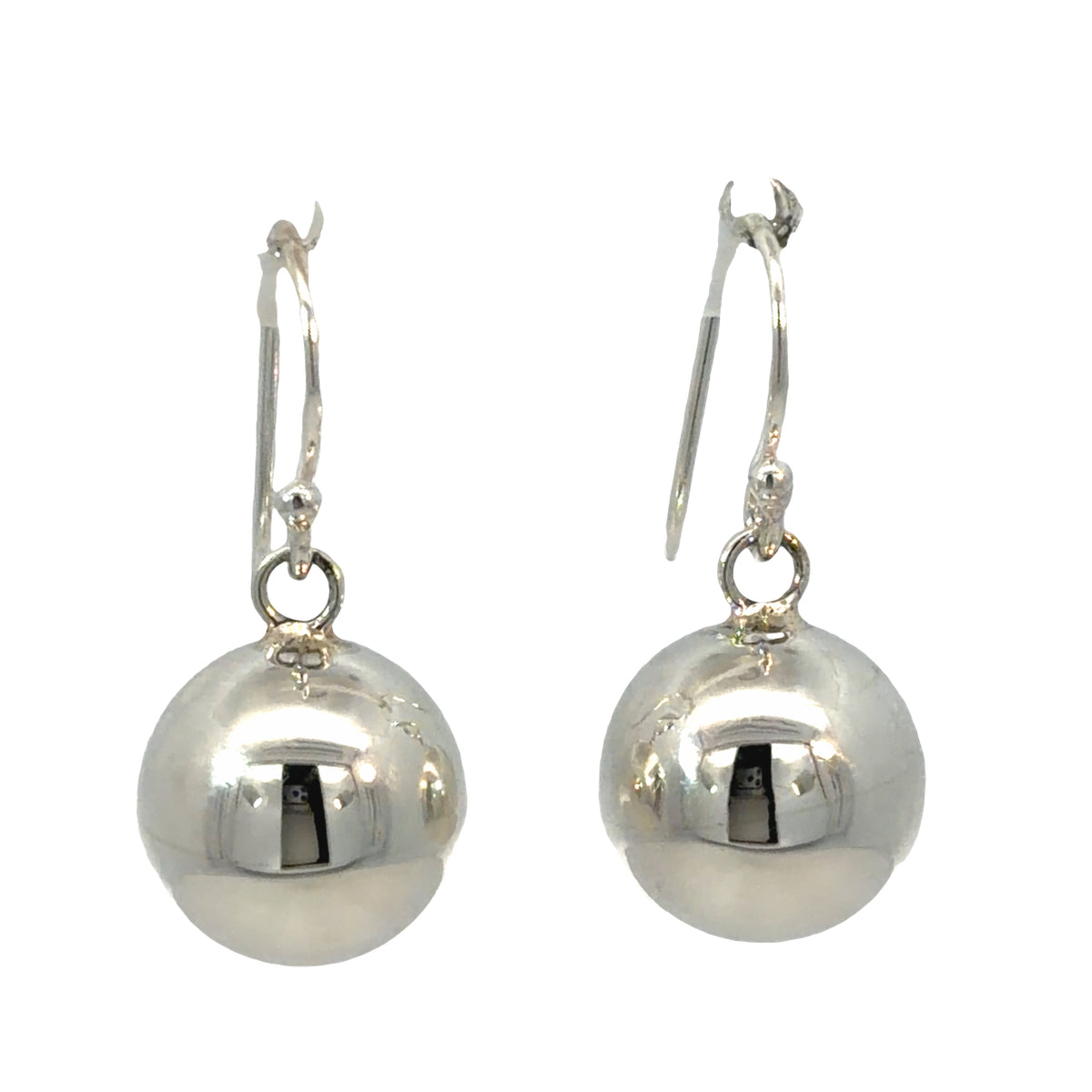 Silver ball on shepherd hook earrings
