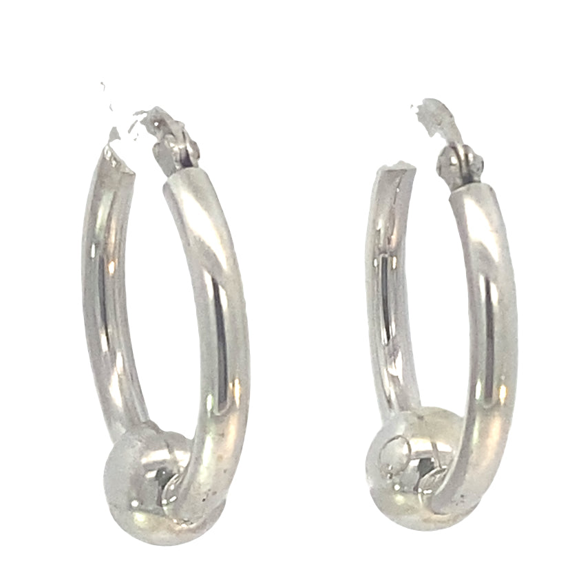 Silver ball on round tube hinge hoops