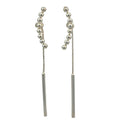 Silver balls on curve bar drop chain earrings