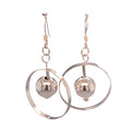 Silver ball in circle drop earrings