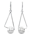 Silver ball in outline triangle drop earring