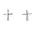 Silver baguette cz pave cross studs