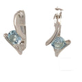 Silver blue top cross over back lever latch earrings