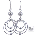 Silver balls & triple gradual circles drop earrings