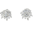 Silver baguette & round cz snowflake studs