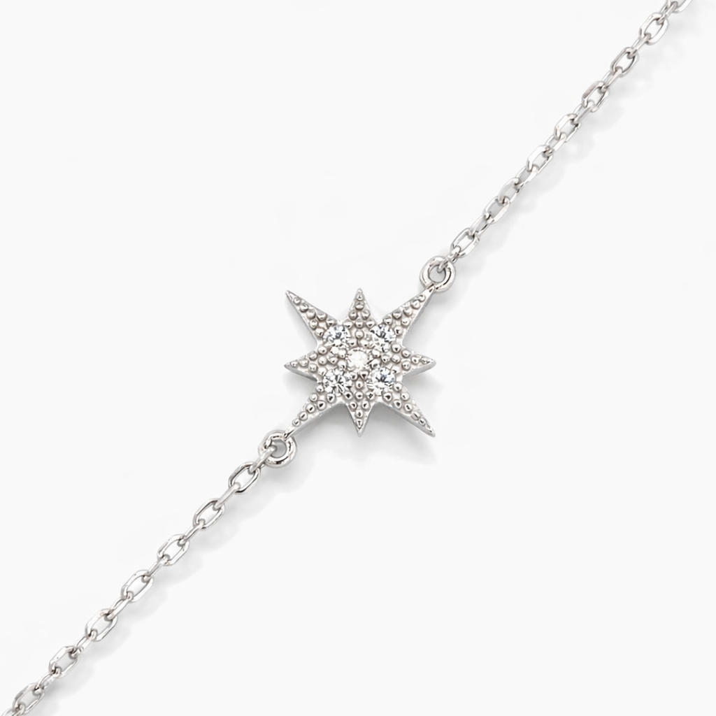 SILVER CLAW SET DROP CZ’S ON ANCHOR CHAIN