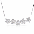 Silver cz pave daisies on anchor chain