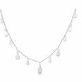 SILVER 15X ROUND & TEARDROP CZ’S ON ANCHOR CHAIN - 45cm