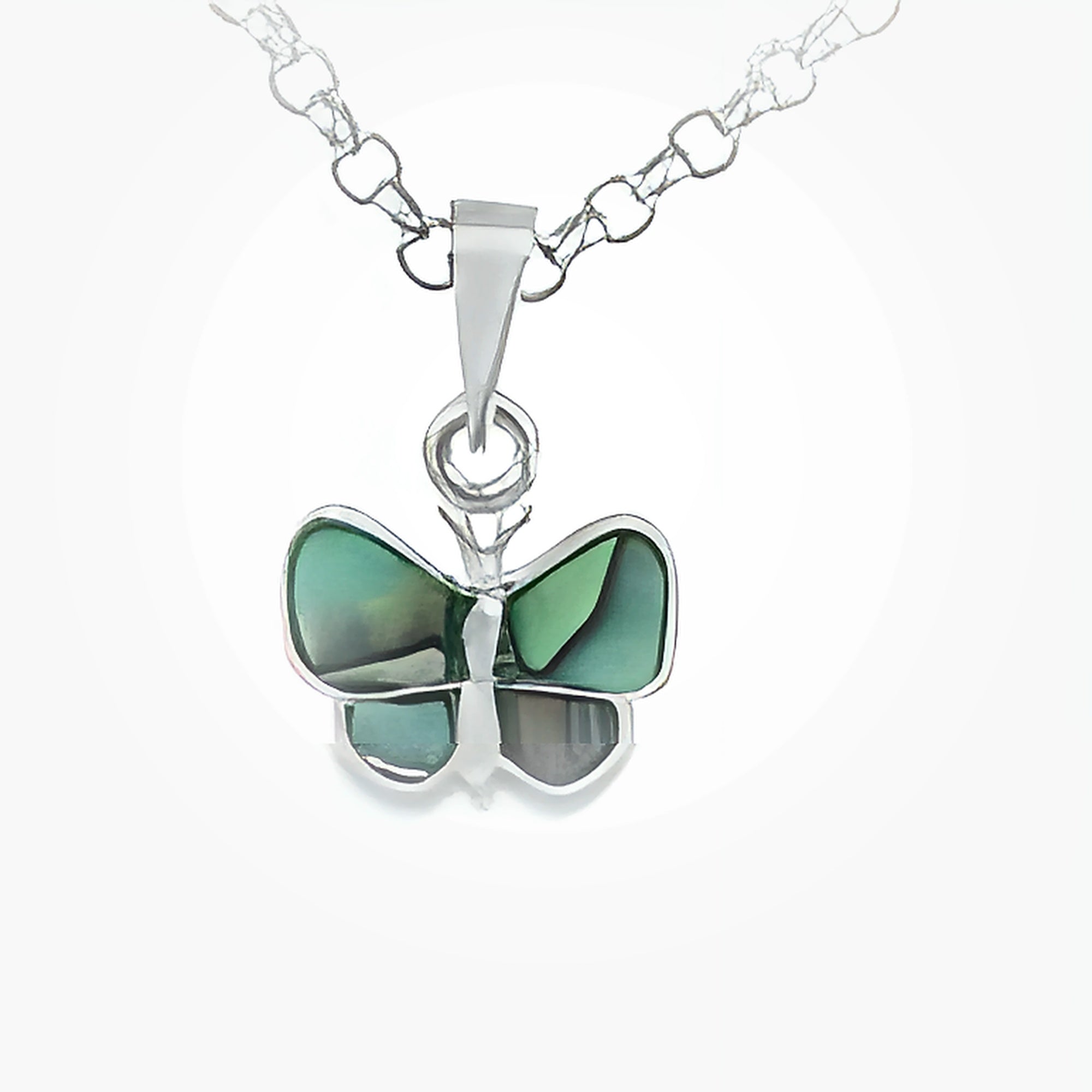 SILVER & ABALONE BUTTERFLY PENDANT