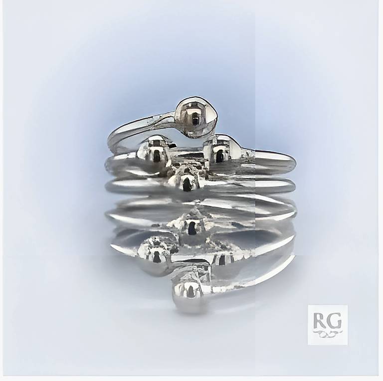 Silver 5 Strand Ball Ring