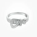 Silver - Baguette & Round CZ Buckle Ring