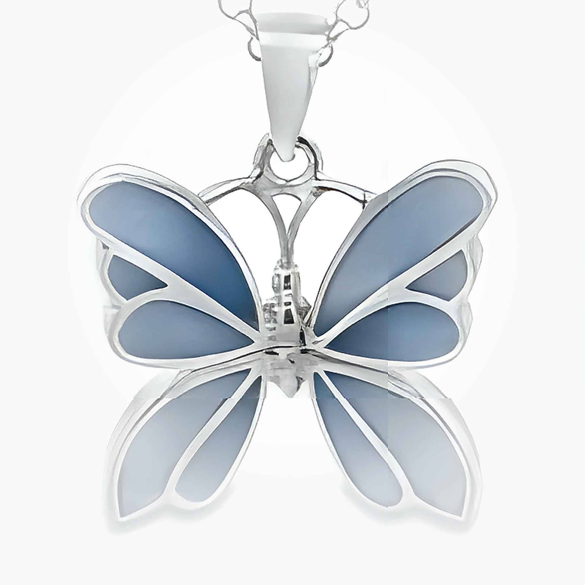 SILVER BLUE MOP BUTTERFLY PENDANT