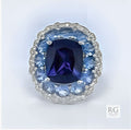Blue Oval CZ Pave Chunky Ring