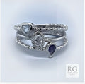 SILVER CZ BEAD RING