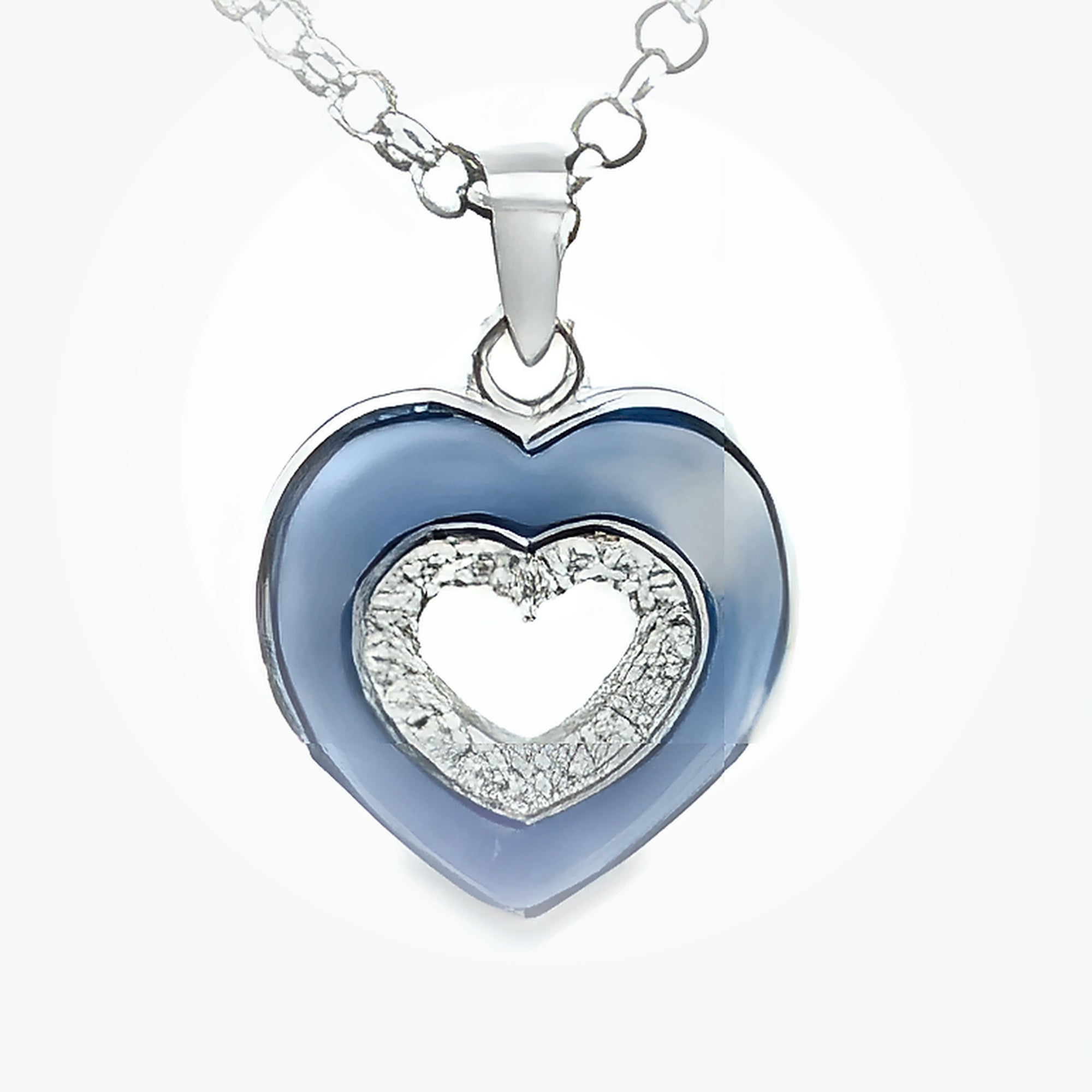 SILVER BLUE MOP CZ PAVE OPEN CUT HEART