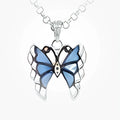 SILVER BLUE MOP OPEN CUT BUTTERFLY PENDANT