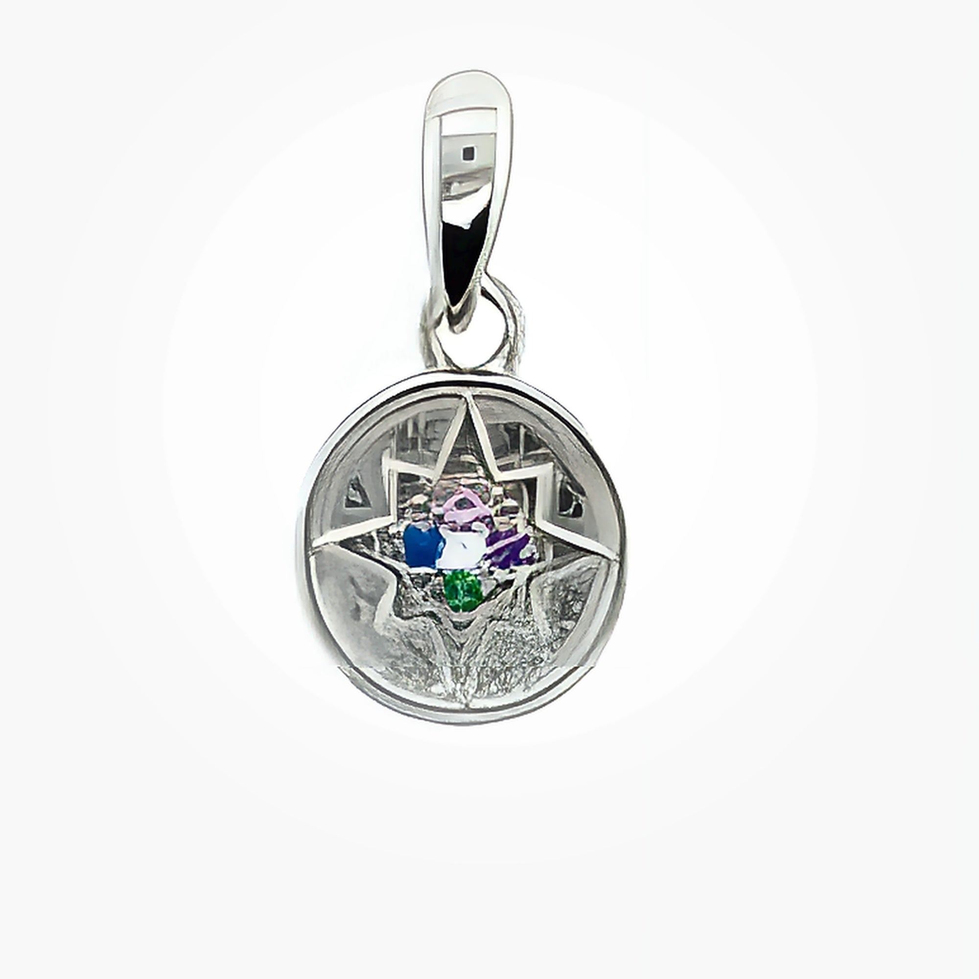 SILVER BETHLEHEM STAR ROUND DISC PENDANT