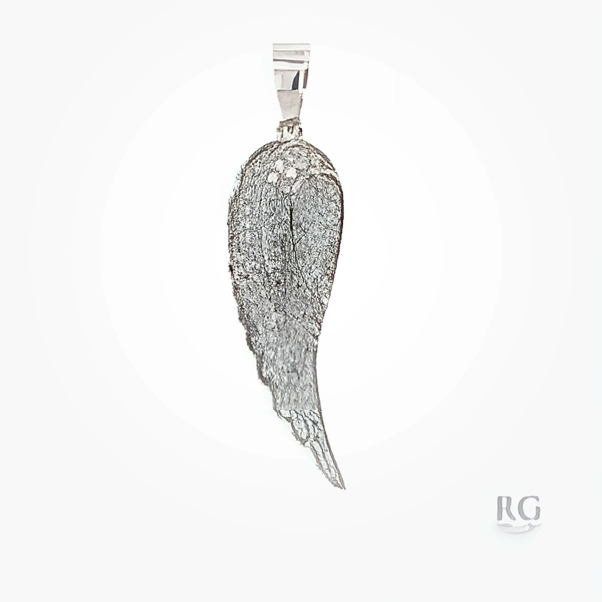 SILVER CZ PAVE ANGEL WING PENDANT