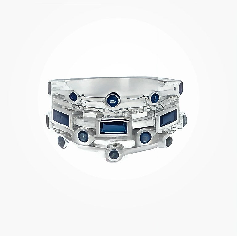 SILVER BLUE SAPPHIRE CZ RING